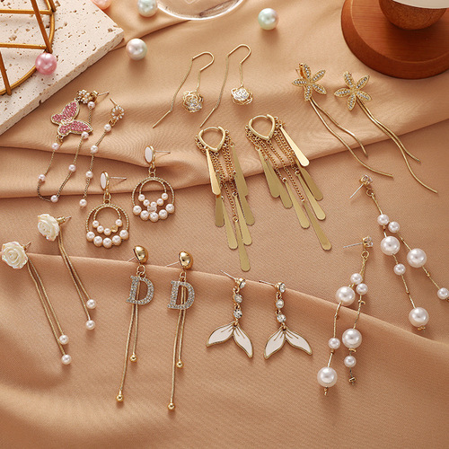 Cherry Blossom Earrings with Ins Style High-end Feel, 925 Silver Pin Metal Lightweight Luxury Pearl Stud Earrings, Atmospheric Earrings, Korean Style Wholesale