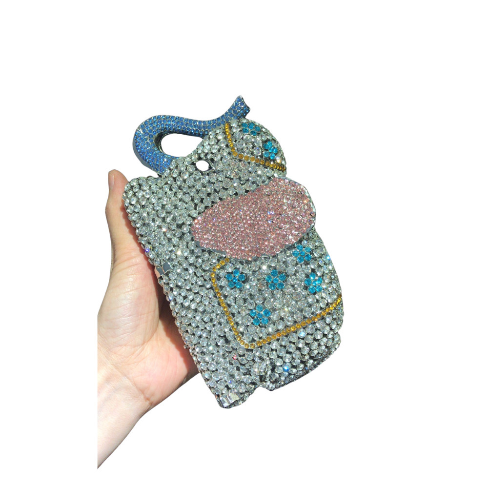 Bolsa de cena de metal europeo y americano, bolsa de cena de diamantes, bolsa de banquete, bolsa de mujer, verde dorado.