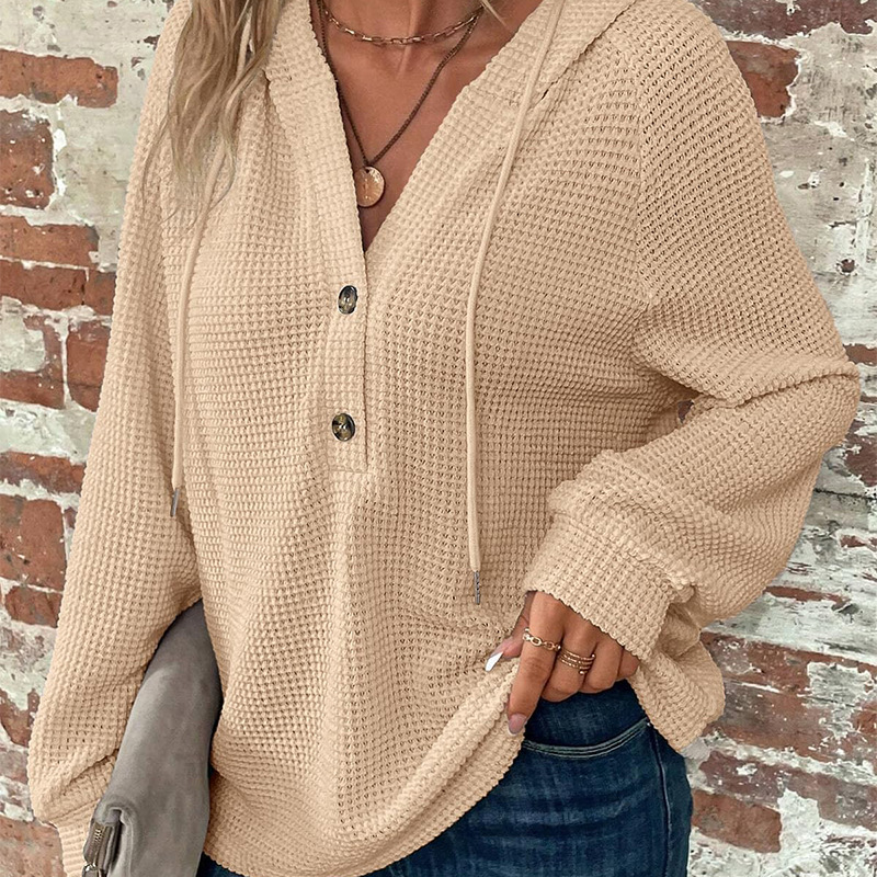 (Cross-border trading), long-sleeve, knitted sweater, knitted dress, hoody, custom-made, V-neckline, drawstring 2