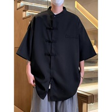 D 93518 Stand Collar Short Sleeve Shirt ���������� �羳ר