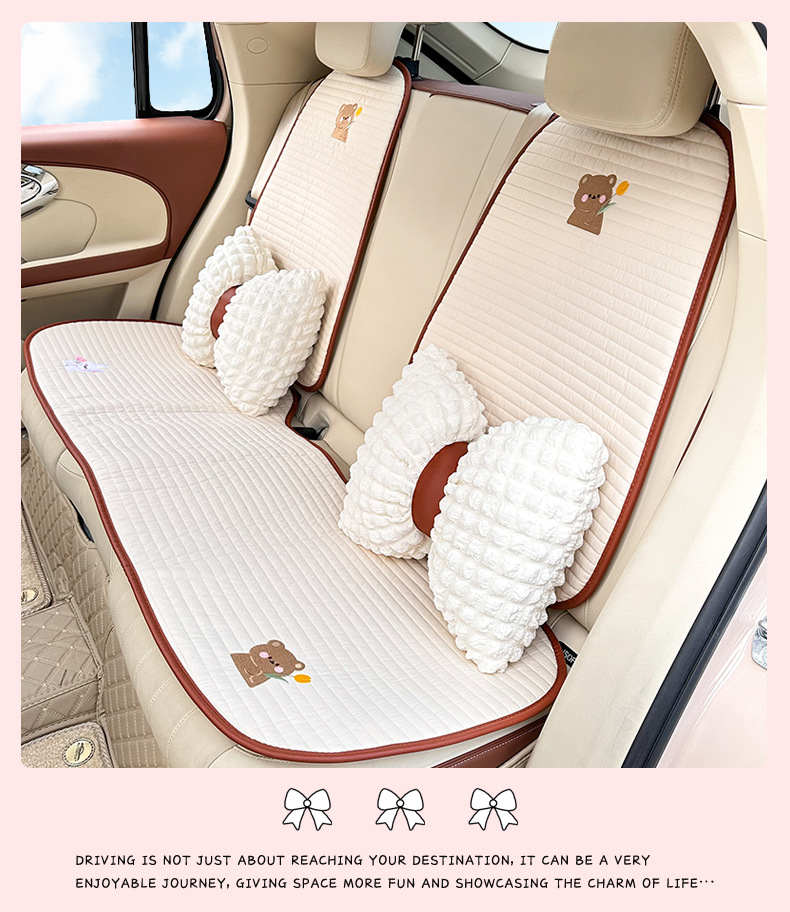 Four Seasons General Motors Seat Cushion Premium Carto Bear Rabbit Fabric Car Seat Cushion Girls Cute Car Seat Cushion