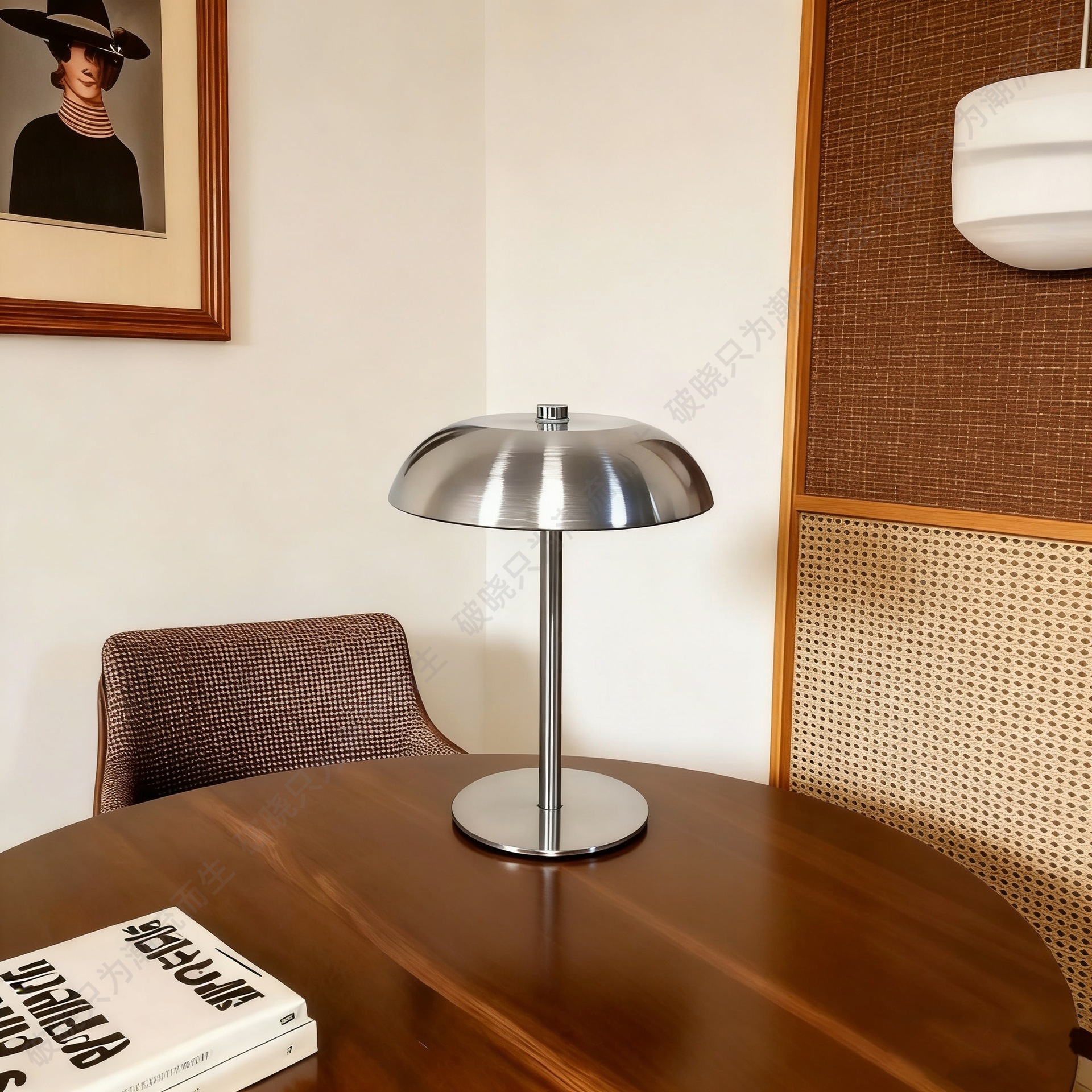 Lámpara de Mesa Tipo Hongo Recargable USB de Metal Control Táctil para Dormitorio y Campamento
