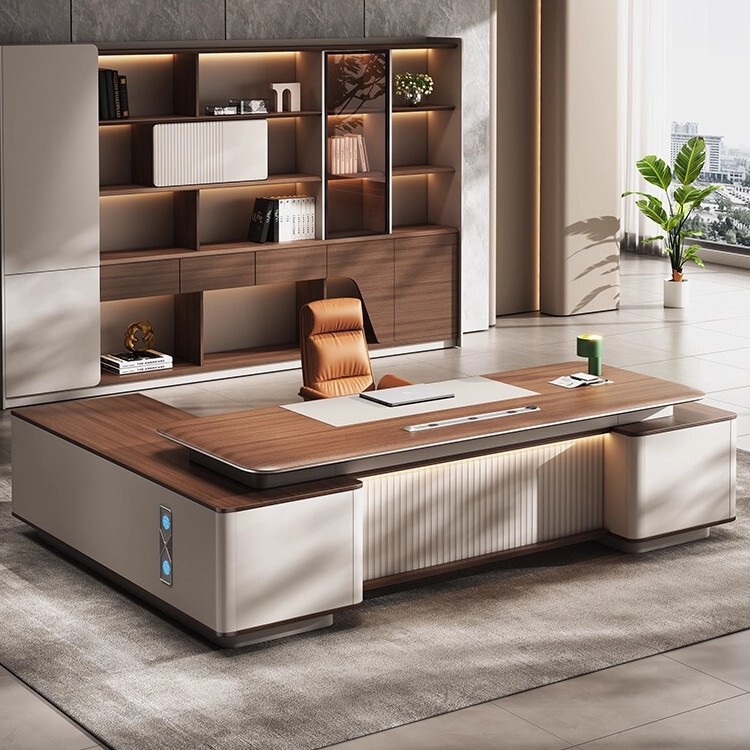 Boss Desk Modern President Leadership Chairman Office Executive Desk Supervisor Manager Desk and Chair Combination Classy