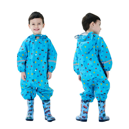 Japanese single-piece children's raincoat for boys and girls, kindergarten, three-dimensional children's baby reflective strip poncho, tax not included