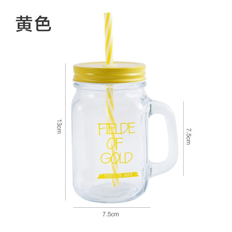 Fábrica al por mayor Polla taza Internet celebridad gradiente color Mason taza paja vidrio taza con mango fútbol taza de agua