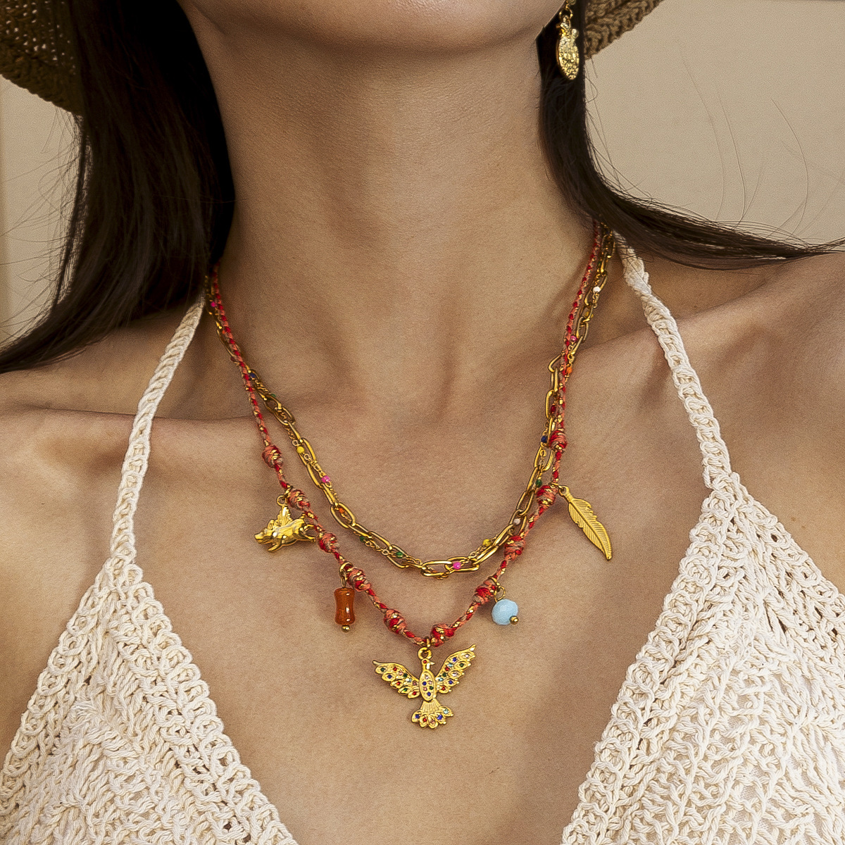 Collar de acero inoxidable bohemio TENA nicho de lujo ligero Laotian Chain de clavícula Joyas transfronterizas de Europa y América