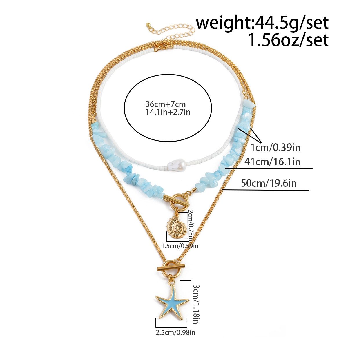 50g Weight Alloy Pendant Material Layered Necklaces Classification Pearl, Iron Chain Material Cuban Link Chain Curb Chain Chain Type Vacation Star Alloy Turquoise Iron Cuban Link Chain Curb Chain Layered Necklaces Wholesale