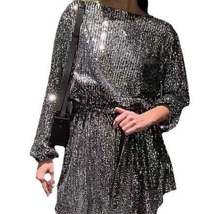 Sparkling Sequin Party Dress With Off-Shoulder Neckline And Flutter Sleeves, Elegant Midi Length Formal Gown_ecoleips.com
