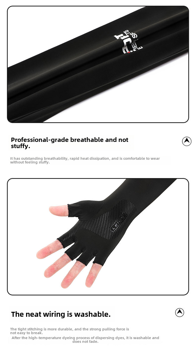 Summer sun protection oversleeve men's UV protective gloves women's thin ice silk gloves outdoor riding ice sleeve arm protection cover_viptrois.com