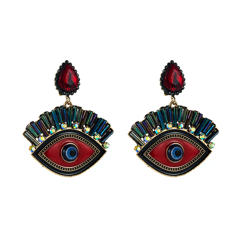 Retro Clashing Color Devil's Eye Drop Earrings Wholesale Nihaojewelry display picture 11