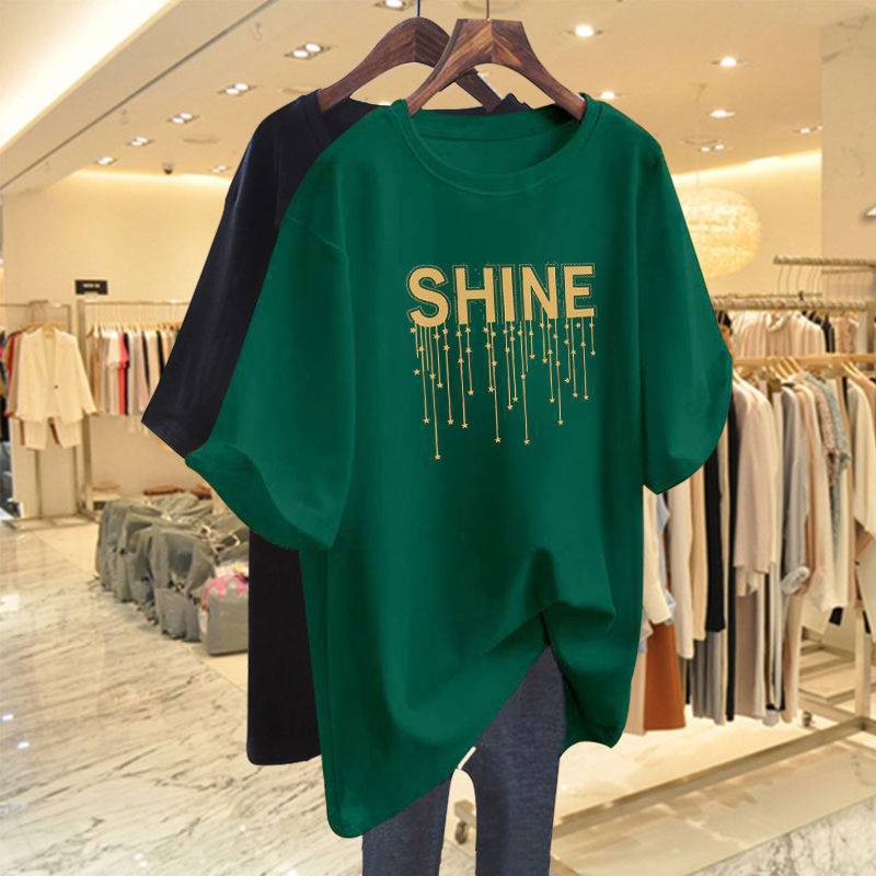 Fat mm Plus Size 150kg New Women's Mid-Length Loose Short-Sleeved T-Shirt Pregnant Mother Summer Style Top