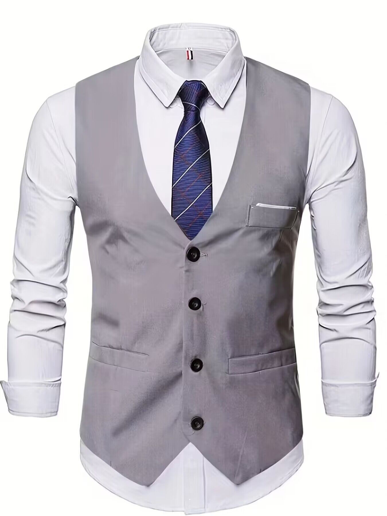 Código europeo transfronterizo nuevo estilo primavera y otoño casual para hombres color sólido sin planchar moda ciudad de trabajo chaleco de traje de hombre