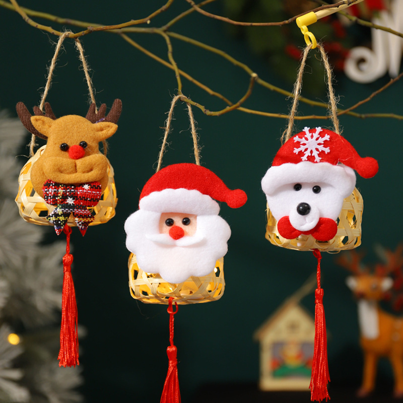 Linterna de bambú de Navidad 2023 Año Nuevo linterna de conejo portátil para niños linterna de palacio de estilo antiguo linterna hecha a mano DIY