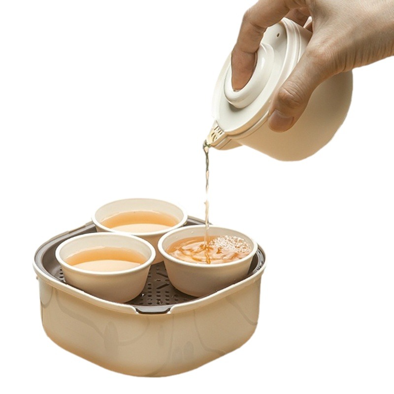 Travel Portable Tea Set Outdoor Camping Style Mini Quick Cup Tea Set Class Tea Party Drinking Tea Cup Set