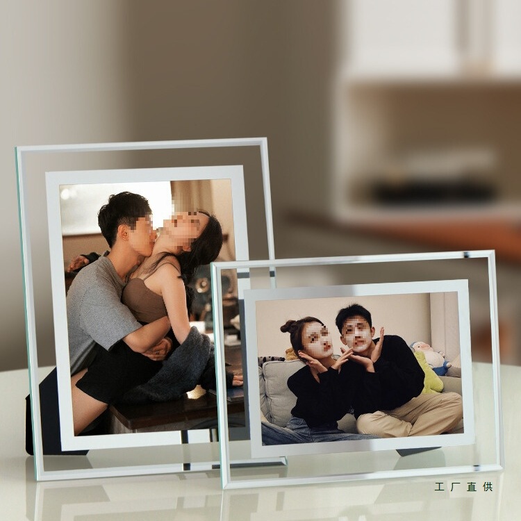 Glass Photo Frame Transparent Photo Album Photo Printing Plus Customized Table Setting High-End Empty Frame 6-Inch 7 Crystal Ornaments