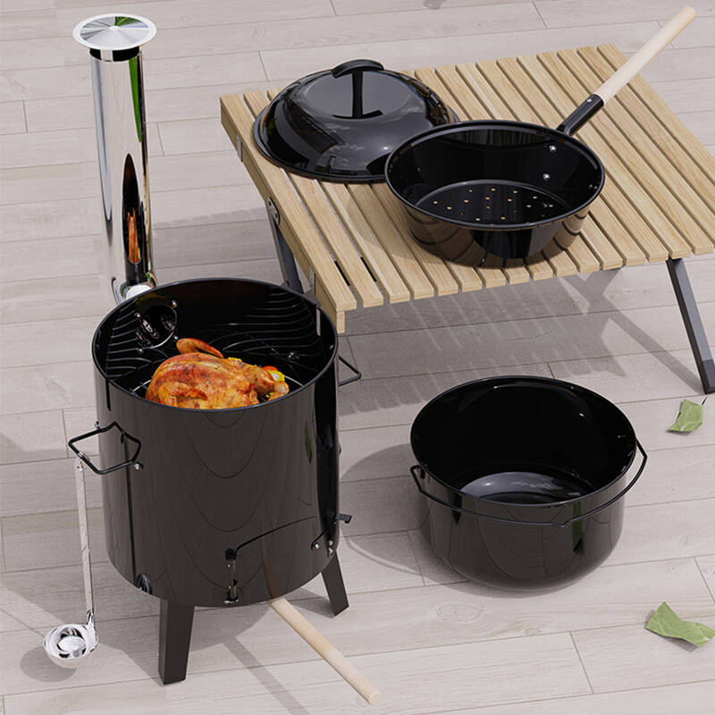 Wholesale cinco en uno picnic olla al aire libre olla de sopa de campamento multifuncional parrilla de barbacoa olla de campamento portátil caldera de sopa