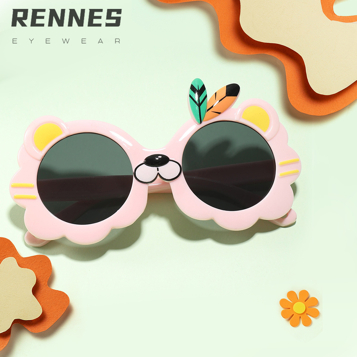 男女兒童太陽鏡寶寶卡通可愛獅子防紫外線小孩墨鏡kids sunglass