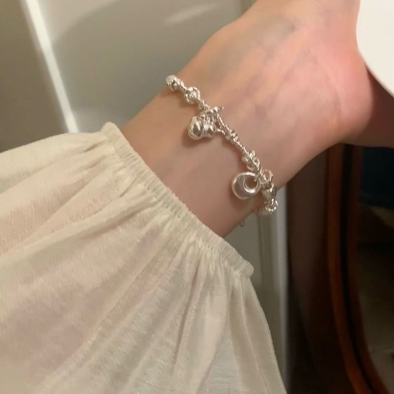 人気の999スターリングシルバーひょうたんぽっちゃりガールフレンドブレスレットシンプルなニッチデザイン絶妙なスタイルのブレスレットブロークンシルバー|undefined
