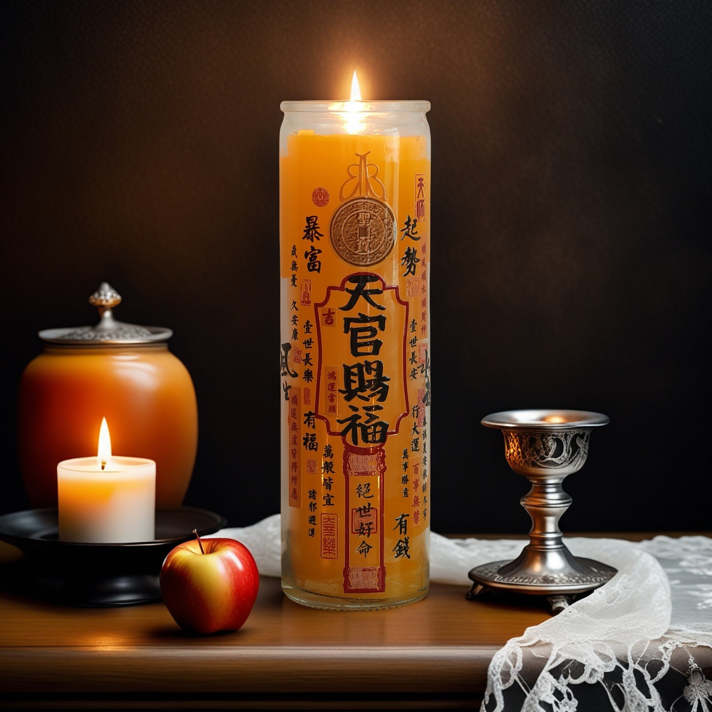 天官賜福手作りろうそく クリエイティブな祝福 ロマンチックなシーンの装飾 無煙ろうそく 5～6個入り 財宝を招くろうそく