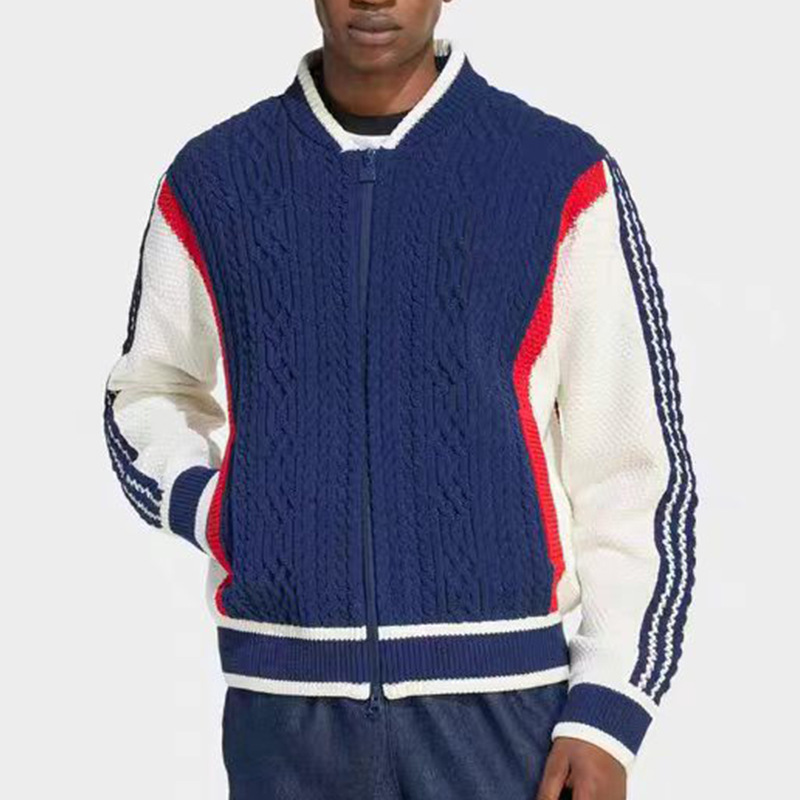 Adidas Trefoil 2026 Men's Knitted Cardigan Color-Block Stand Collar Sweater Jacket Sports Casual Jacket Trendy Wholesale Adidas Trefoil 2026 Men's Knitted Cardigan Color-Block Stand Collar Sweater Jacket Sports Casual Jacket Trendy Wholesale
