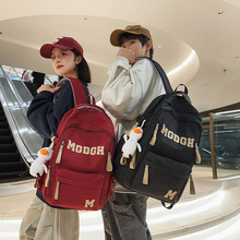 书包女韩版INS潮酷高学生背包情侣简约双肩包时尚字母潮酷两件套