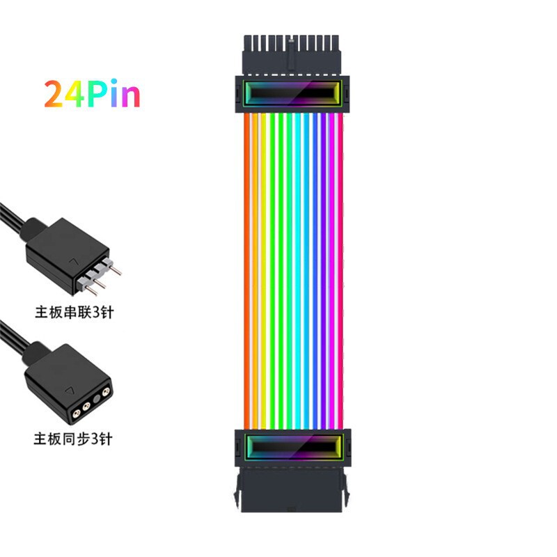ARGB 発光ライン延長ケーブル神聖な光同期 24P インターフェースアダプタケーブル 2*8P グラデーショングラフィックスカードデスクトップに適しています|undefined
