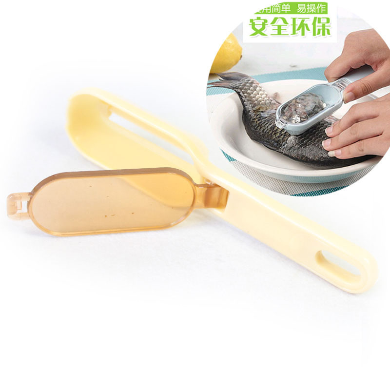 Práctica alisadora con tapa para evitar las escamas de pescado volando fácilmente removedor de escala hogar cocina vajilla