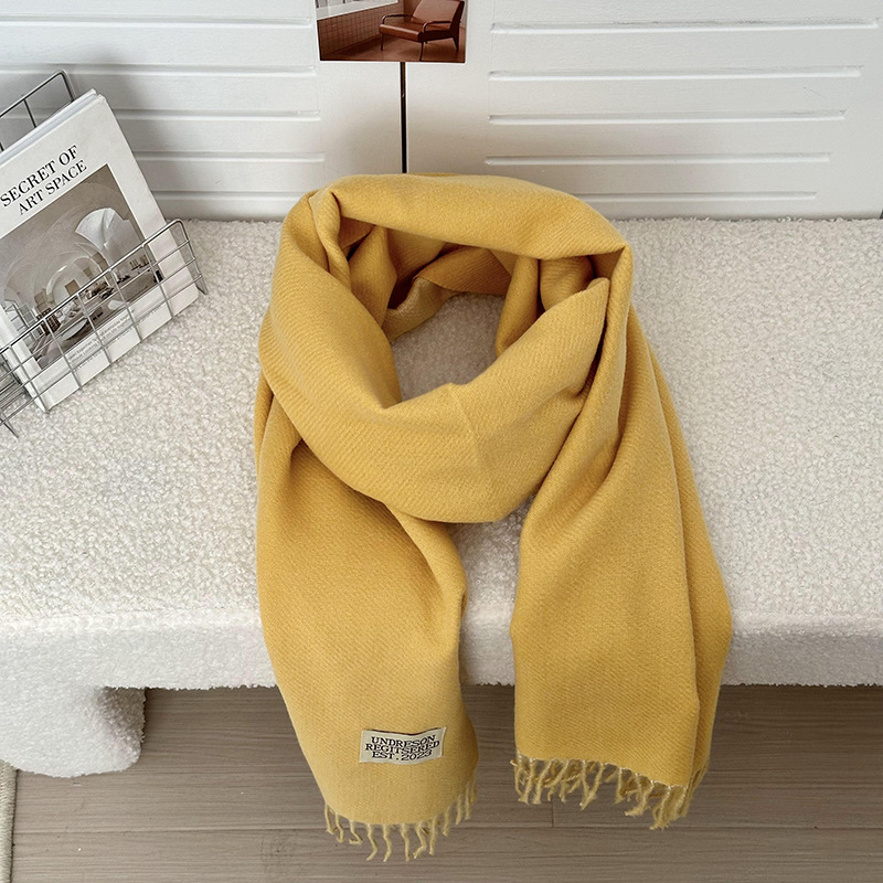 Otoño y invierno bufandas mujeres de imitación de cashmere de color sólido de alto nivel de sensación multifuncional engrosado alargado calentamiento bordas buñuelo al por mayor