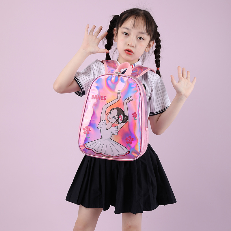 Bolso de baile para niñas de moda coreana Bolso de práctica para niños y niñas de gran capacidad con láser de aire occidental 2025 nueva mochila para niños