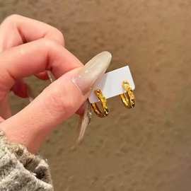 久不掉色沙金爆闪碎碎冰耳扣轻奢不规则切面耳圈耳环碎冰冰耳扣