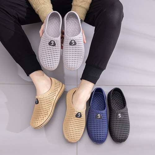 Hole shoes Korean style sandals for men, thick sole anti-slip travel rafting breathable casual men's beach shoes lazy shoes wholesale