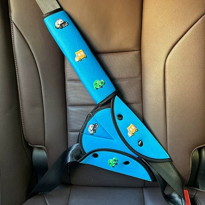 Child Safety Belt Protector: Seat belt shoulder pad - car-blue-adjustment-retainer-car-blue-shoulder-pads
