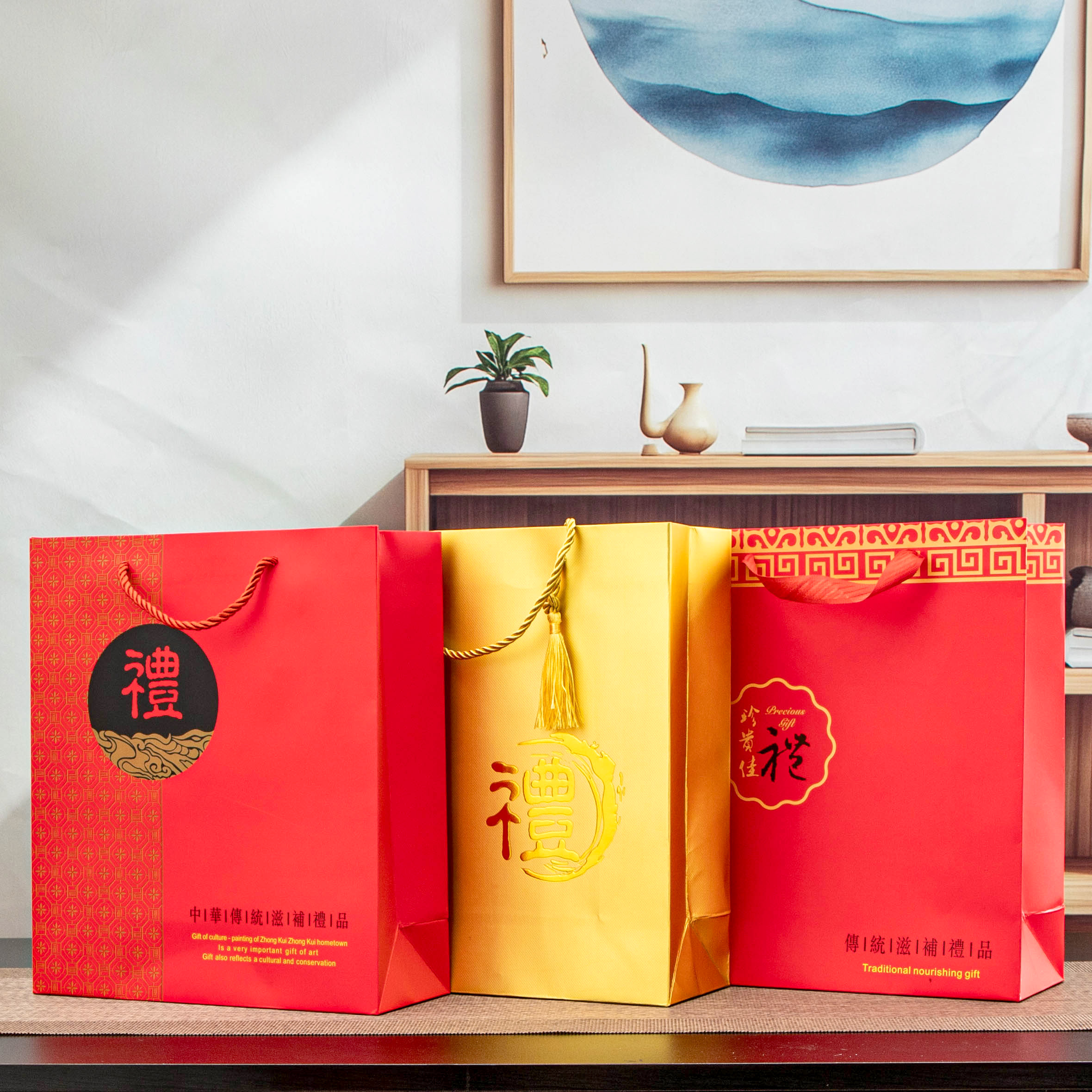 Bolsas de regalo rojas preciosas de Xiaoyi nido de pájaros dorado morel Cordyceps bolsa bolsa general bolsa al por mayor