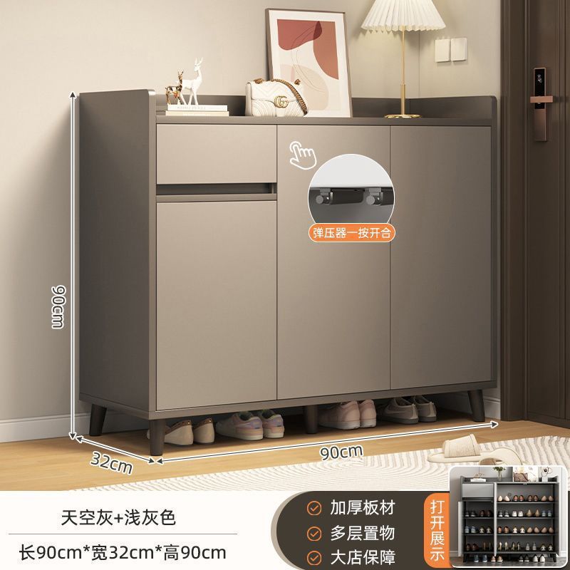 靴キャビネットホームドア 2025 新しいホットスタイル屋内玄関キャビネット一体型収納キャビネット無垢材脚多層靴ラック|undefined