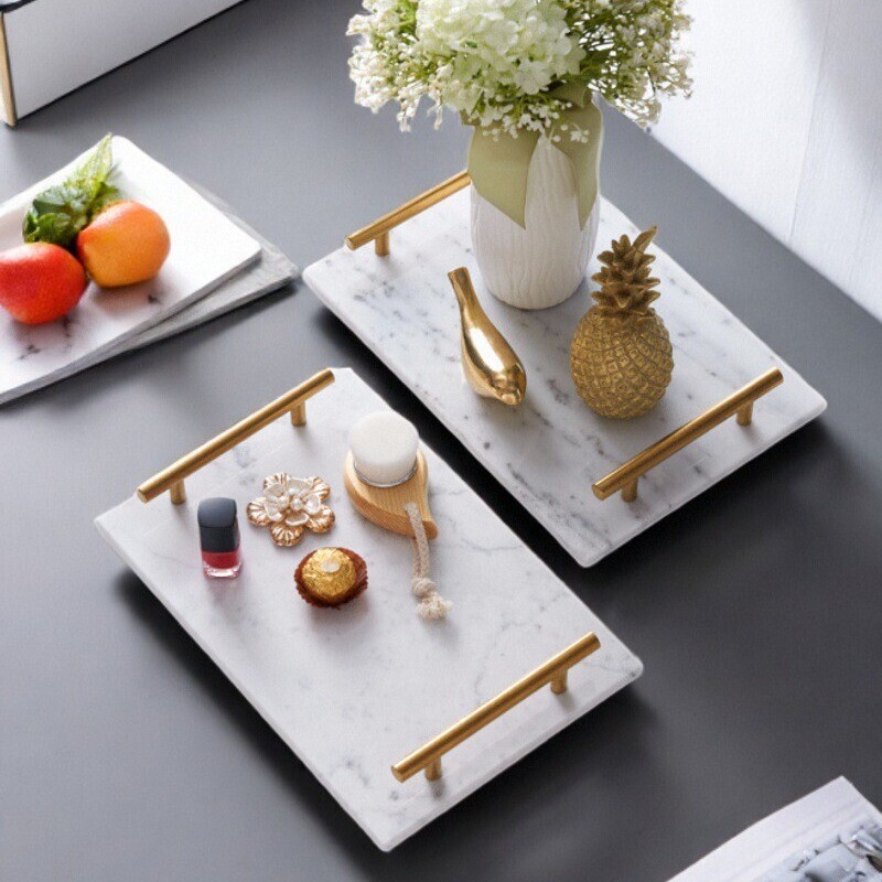 Natural marble tray with handle for bathroom sink, entryway key and wallet storage, decorative tray Natural marble tray with handle for bathroom sink, entryway key and wallet storage, decorative tray