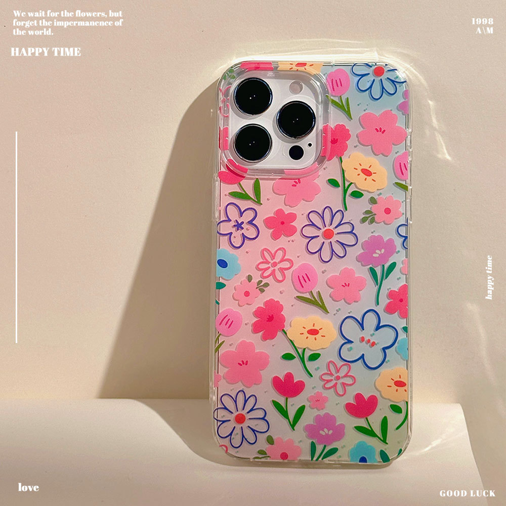 Aplicable a Apple 16promax nicho funda para teléfono móvil todo incluido iphone15 verano IMD funda protectora de flores de pantalla completa