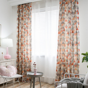 [Color triangle] factory direct supply curtain fabric modern simple curtain polyester cotton printed curtain