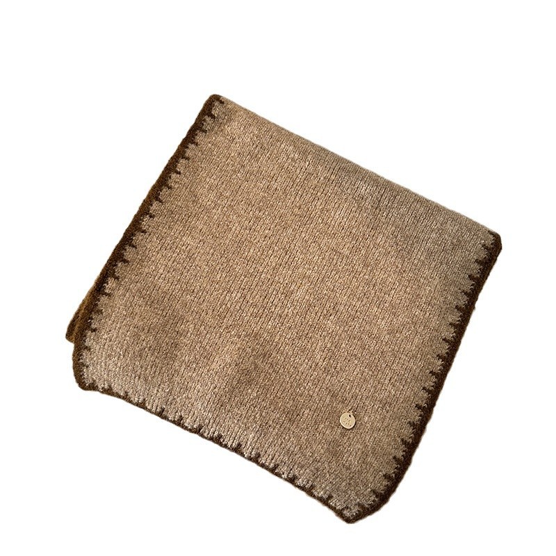 New Lock Edge Knitted Wool Scarf Winter Solid Color Small Fragrance Christmas Atmosphere Gift Soft Waxy Scarf_voghion.com