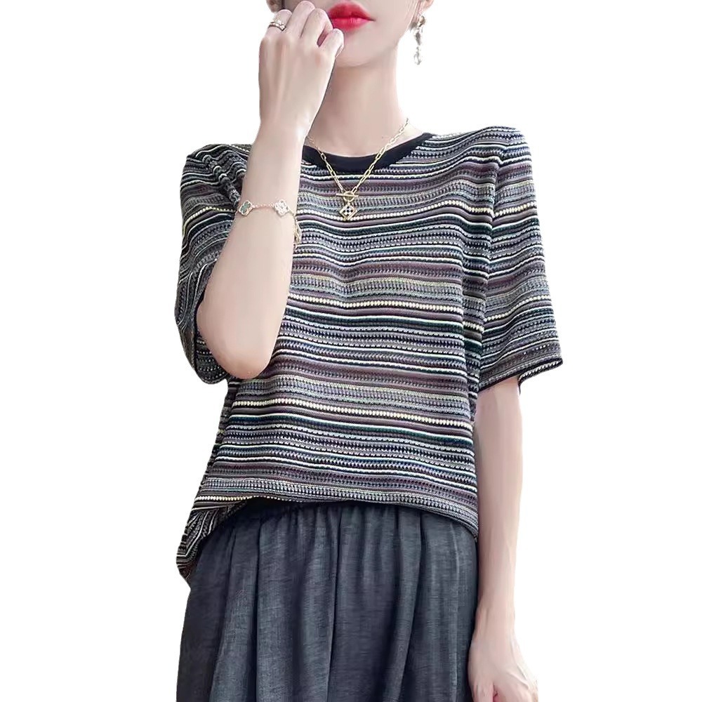 Design retro summer thin short sleeve T-shirt