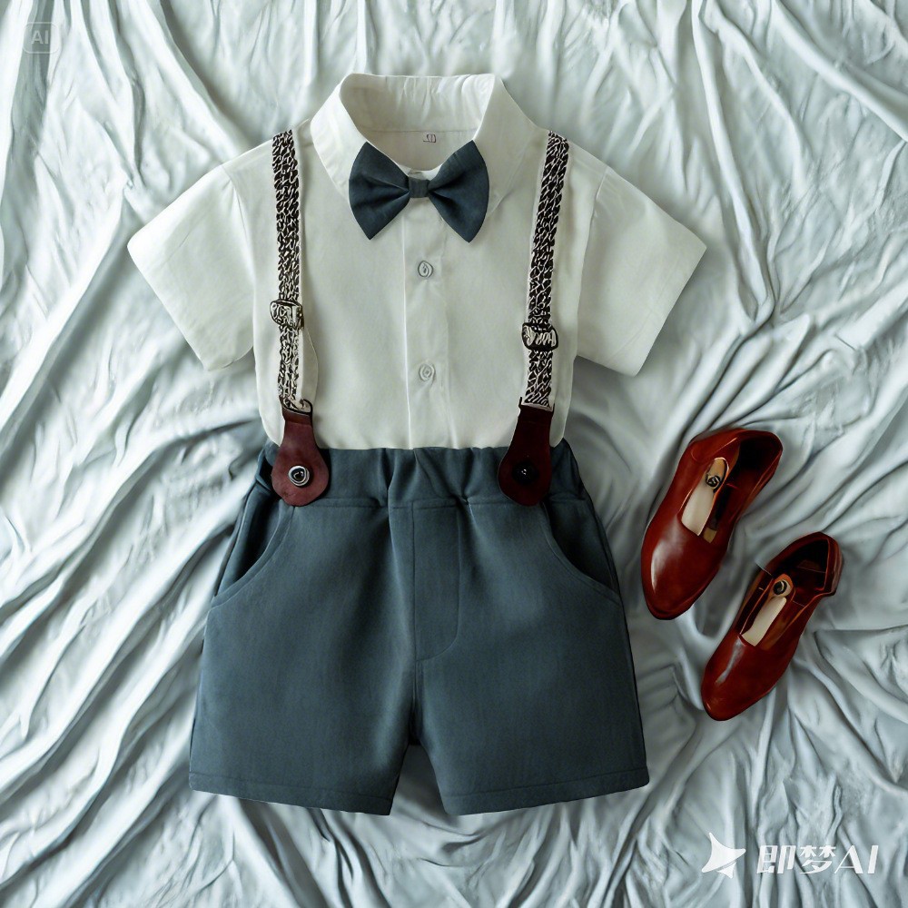 Children's Summer suit Gentleman's Baby Boys' Clothes Short-sleeved Shirt Two-piece Set Boys' Shirt One-year-old Dress