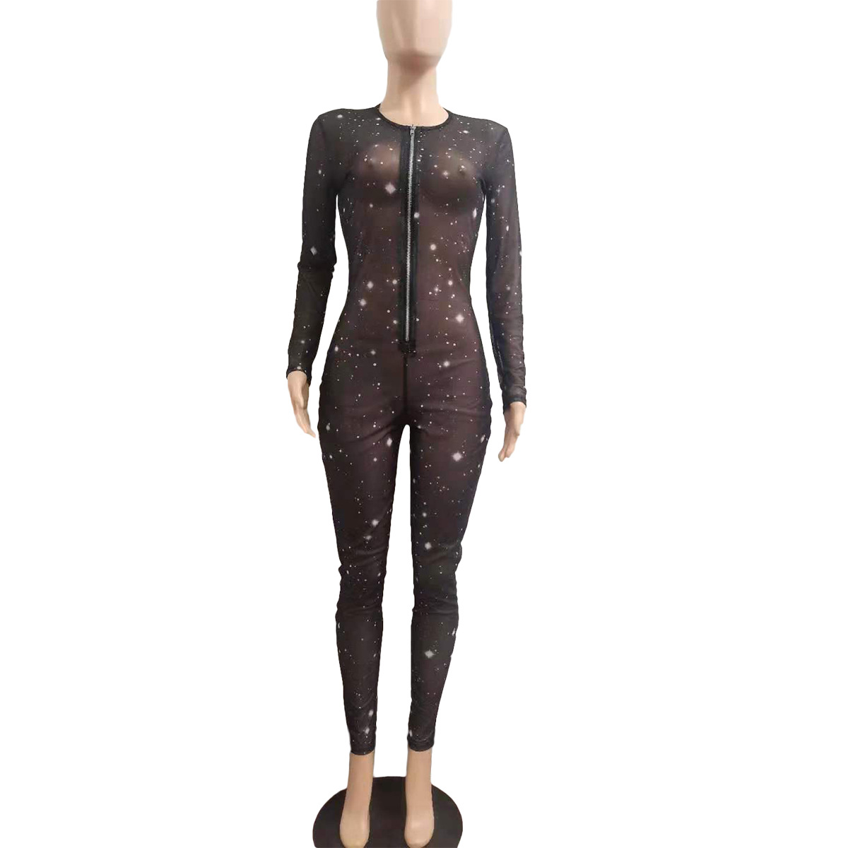 Sexy Mesh Digital Printing Jumpsuit