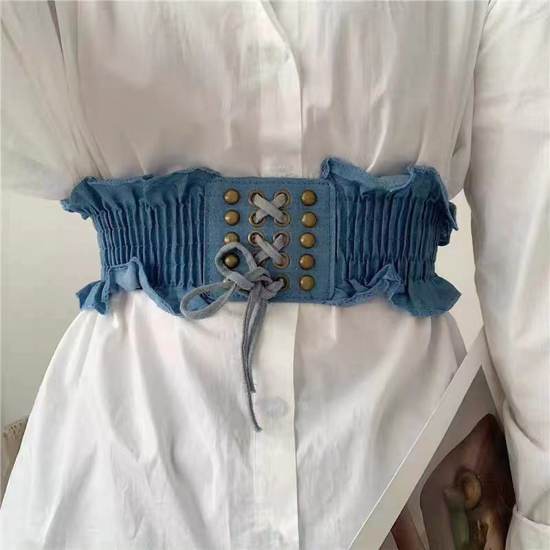 Denim elastic waist belt