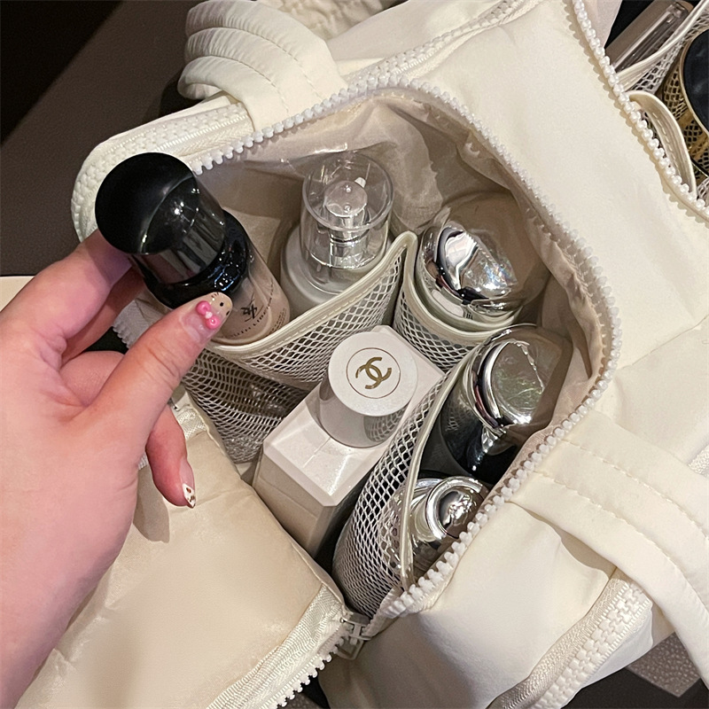 Bolsa de cosméticos de doble apertura, bolsa de lavado de gran capacidad, viaje de negocios, almacenamiento de partición multifuncional, sensación avanzada y portátil