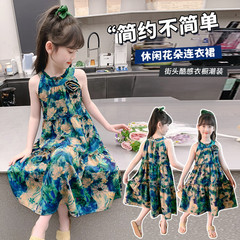 Girls' Dress Children Beach Skirt Long Dress Princess Dress Summer 2024 New Middle & Big Kids Little Girls Stylish