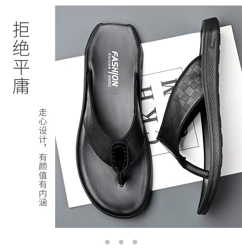 Dép xỏ ngón nam da bò lớp đầu chống trượt, phong cách casual đi ngoài trời — XQ2266 màu nâu, XQ2266 màu đen chi tiết 17
