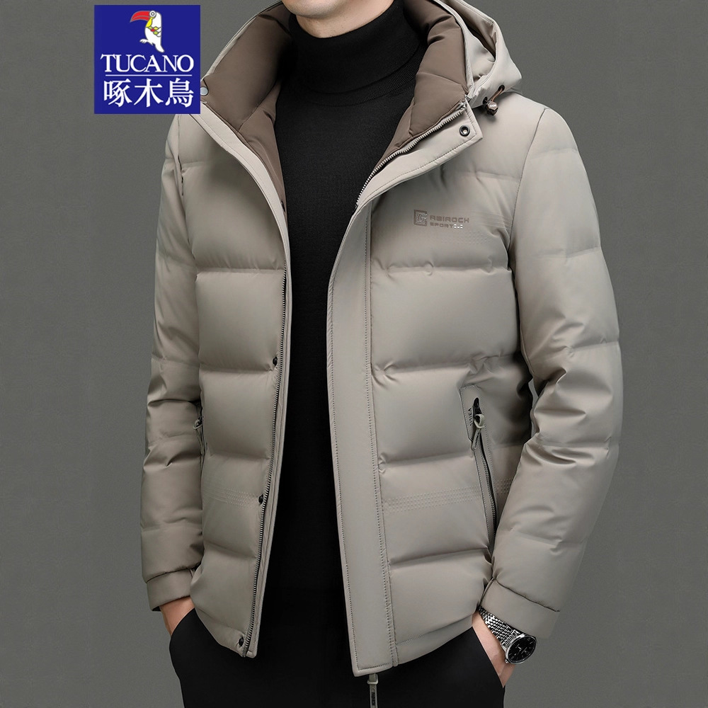 Woodpecker Duck down Men's down Jacket Short Winter Thickened Warm Jacket Middle-Aged Brand Dad Winter Clothing New Style