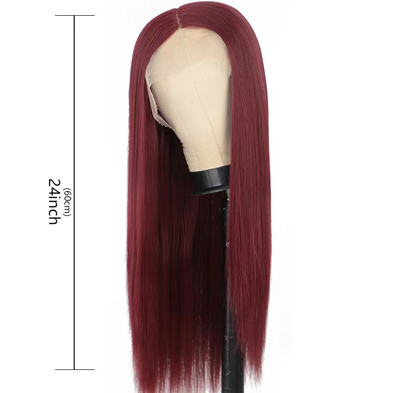 Dy010 middle parted straight hair burgundy