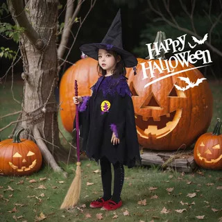 Halloween costumes for kids, girls' cosplay outfits, witch costumes, girl's dress-up clothes, cape, witch parent-child costumes Halloween costumes for kids, girls' cosplay outfits, witch costumes, girl's dress-up clothes, cape, witch parent-child costumes