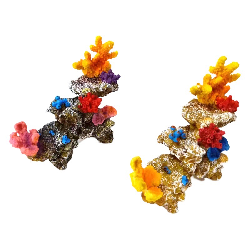 Resina arrecife de coral árbol de natación peces y camarones escondite casa pecera paisaje decoración micro paisaje escritorio decoración acuario