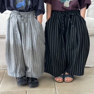 Jiaye Children's 2025 Boys' Summer New Vertical Straight Leg Pants for Boys and Girls Baby's Thin Loose Anti-mosquito Cropped Pants